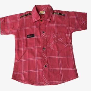 Good Life Button Up Dress Shirt Coral White Stripe Size 22 (3T-4T US)